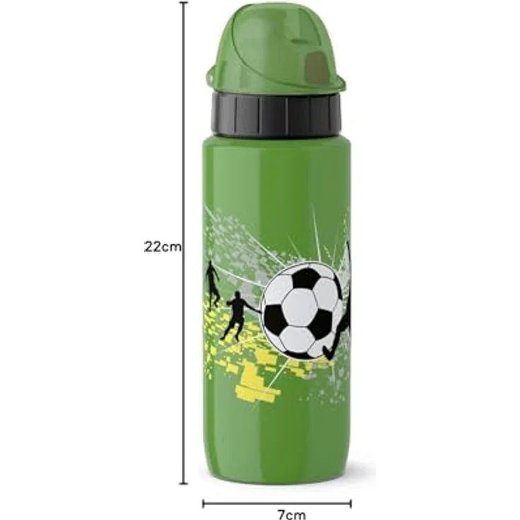 Emsa Light Steel 518366 Edelstahl Trinkflasche, 0,6 Liter, AutoClose Verschluss, Football – Bild 6