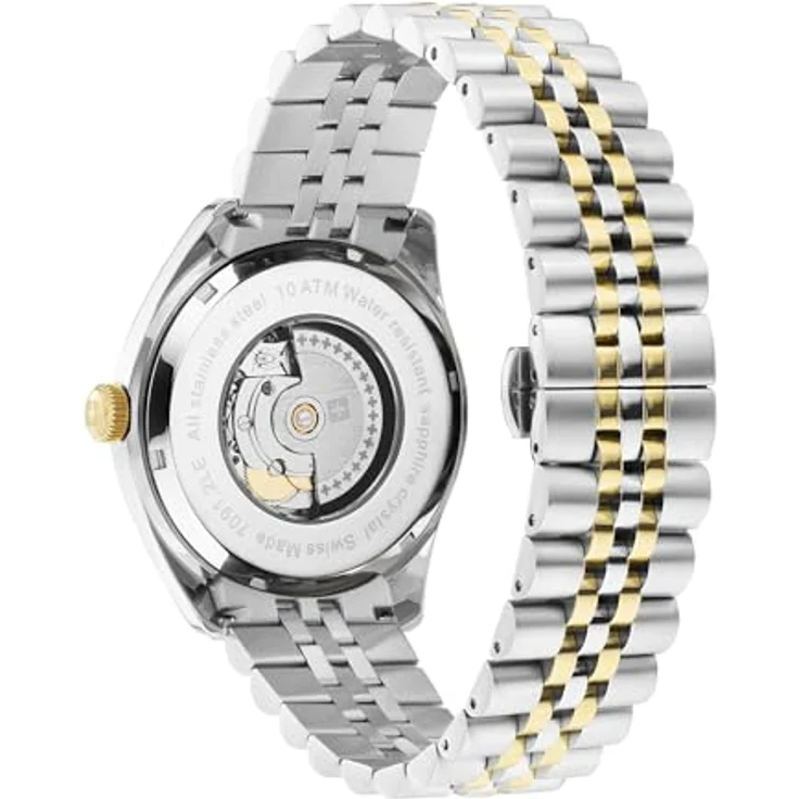 swiss alpine military Herren Automatik Uhr 7091.2147SAM, Edelstahl-Armbanduhr mit grünem Zifferblatt und Datumsanzeige, 42 mm – Bild 3