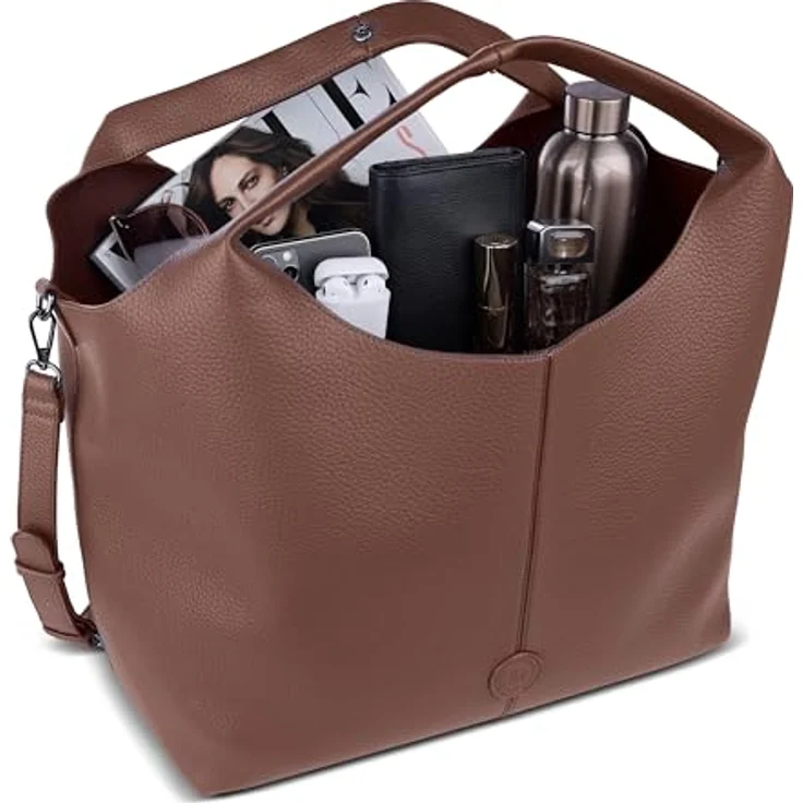 bugatti Zoe Shopper Tasche, 60 cm, braun, 100% Polyurethan, Schultertasche – Bild 4