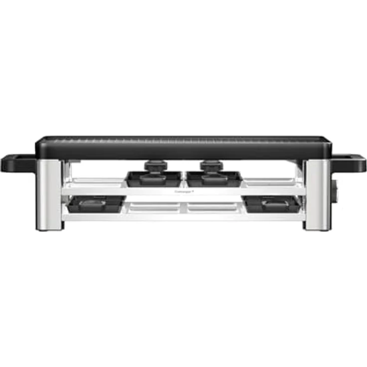 WMF Lono Selection Raclette Grill für 8 Personen, 1500 W, mit antihaftbeschichteten Pfännchen und variabler Temperaturkontrolle, Cromargan Edelstahl, schwarz – Bild 1
