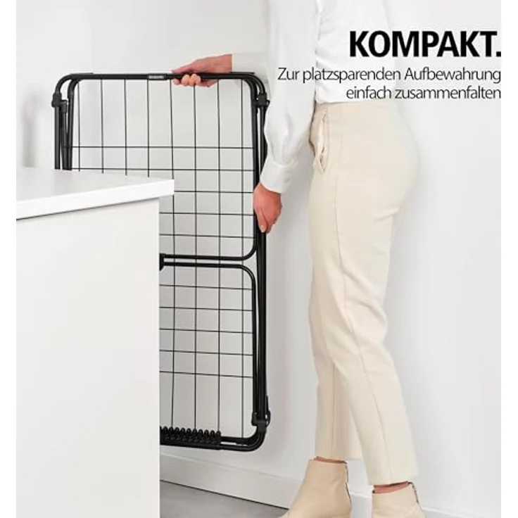 Brabantia HangOn Wäscheständer, 18 Meter Trockenlänge, mattschwarz, platzsparend und stabil mit Hängeflügel – Bild 7