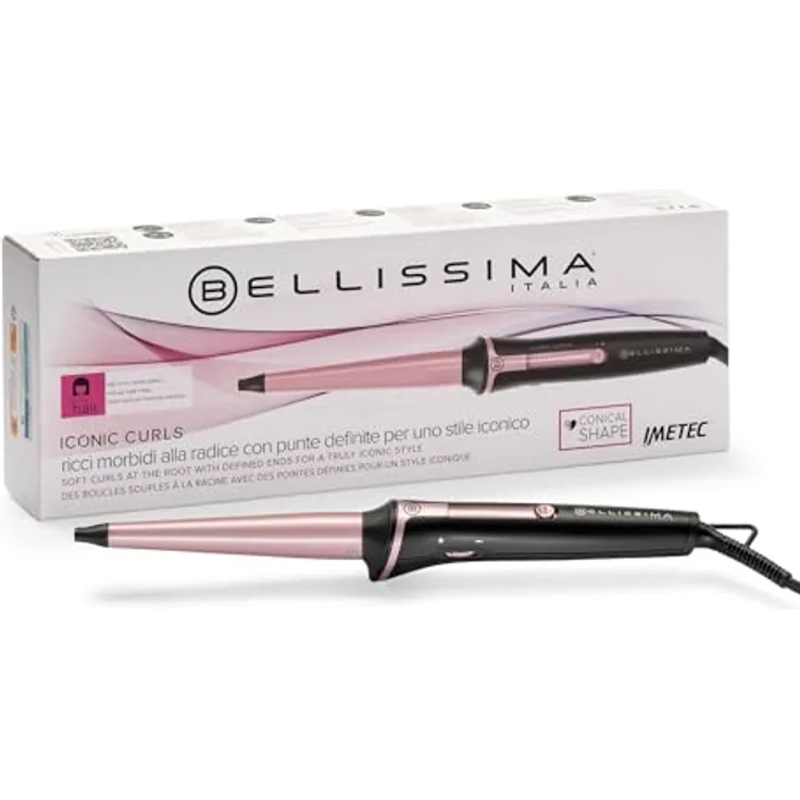 BELLISSIMA Iconic Curls, Lockenstab mit Keramikbeschichtung, konische Form für weiche Locken und definierte Enden, Temperatur 150°C/210°C, Durchmesser 13/25 mm, inklusive Thermohandschuh