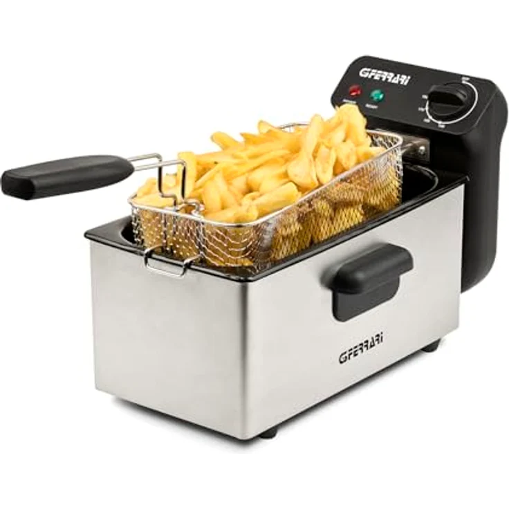 G3 Ferrari G10203 Fritteuse "Pastella", 2000 W, 3 Liter, emaillierter Ölbehälter, Edelstahlkorb, einstellbare Temperatur 130°-190°C, leicht zu reinigen – Bild 5