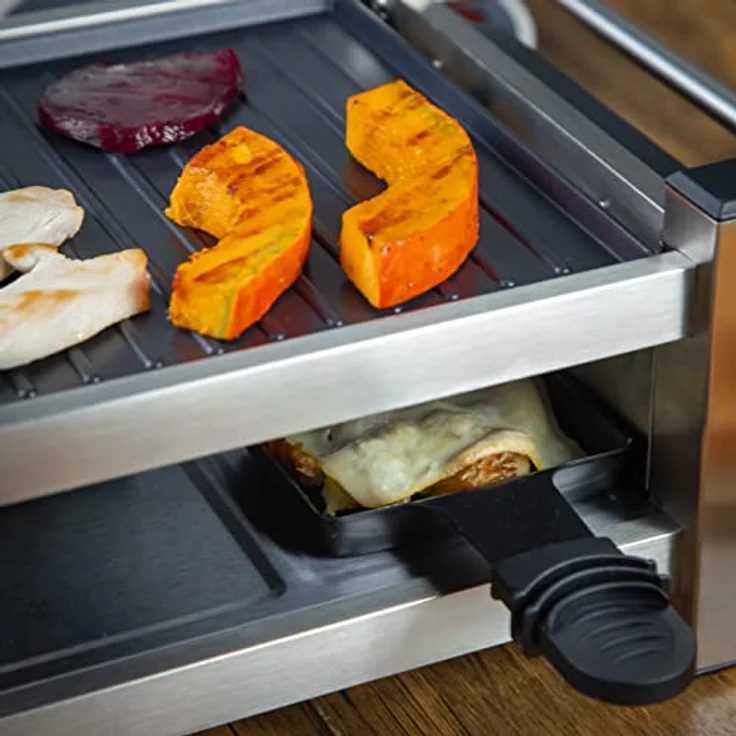 Küchenprofi Raclette TASTE4 , Raclette 4 Personen, Antihaftbeschichtete Grillplatte beidseitig verwendbar, je 4 Raclette Pfännchen & Raclette Schaber, Raclette Grill mit seitlichen Griffen – Bild 3