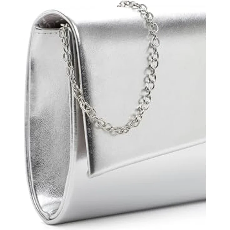 Tamaris Clutch Amalia, elegante Abendtasche in Silber mit abnehmbarer Kette und geräumigem Hauptfach – Bild 8