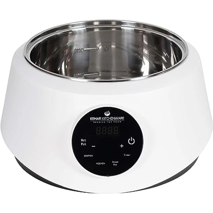 KeMar Kitchenware KFS-3000 Dampfgarer, Hot Pot, Fondue mit Touch Display, Edelstahl, 3 Dampfkörbe, 4 Programme, 30 Minuten bis 12 Stunden Timer, inkl. XXL Dämpfkorb – Bild 3