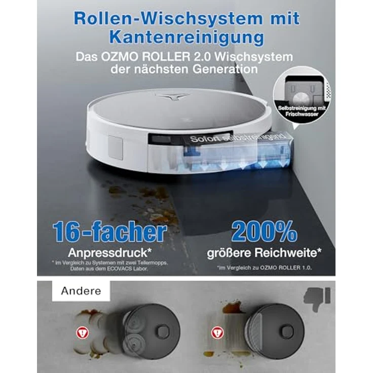 ECOVACS DEEBOT X11 PRO OMNI, 110 W Saug- und Wischroboter mit Beutel, PowerBoost, OZMO ROLLER 2.0, AIVI 3D Navigation – Bild 4