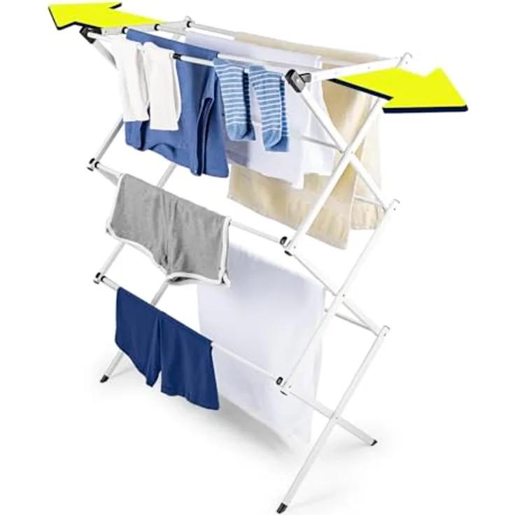 EASYmaxx Teleskop Wäscheständer 800, Wäscheturm mit 8 m Trockenlänge, faltbar und platzsparend, Standtrockner in klein und schmal, leicht klappbar, robust aus pulverbeschichtetem Stahl, ideal für kleine Haushalte