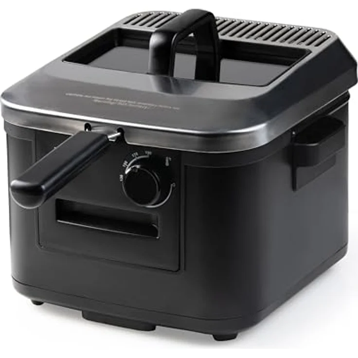 DOMO DO545FR Fritteuse mit Kaltzone, 4 L, 2000 W, Sichtfenster und Edelstahldeckel, schwarz – Bild 2