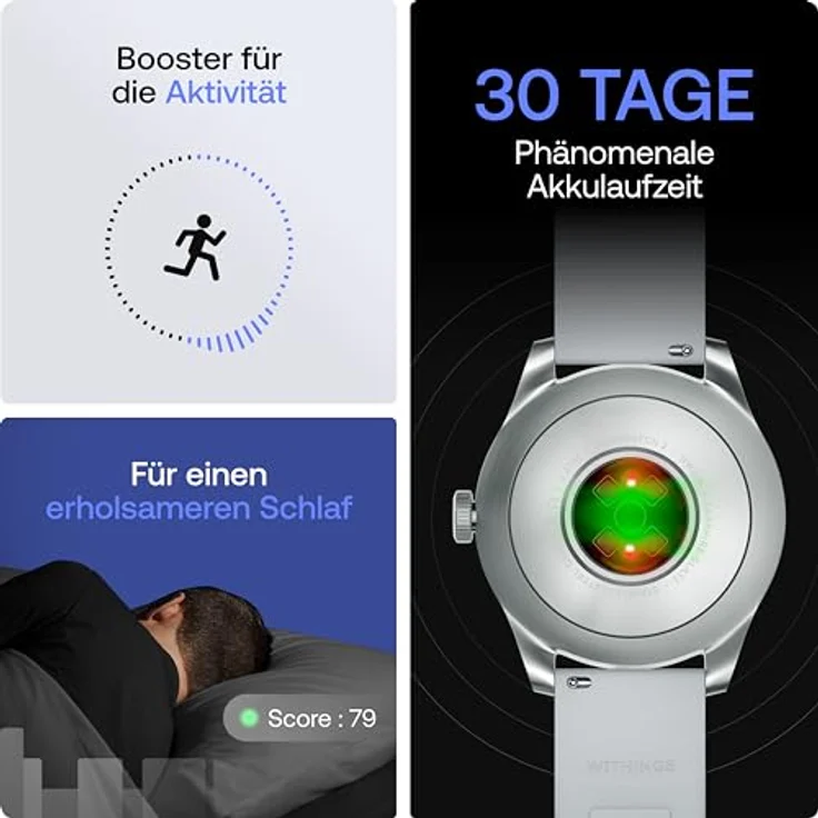 Withings Quarzuhr Withings HWA10-model 5-All-Int ScanWatch 2 White 42 mm 5ATM, EKG-Messung, GPS Tracker, Saphirglas – Bild 6