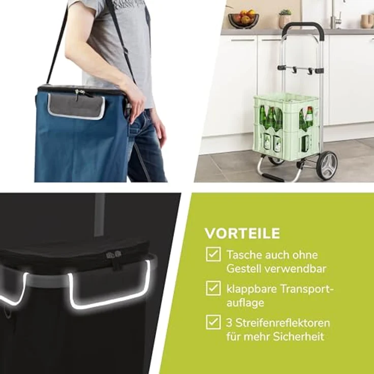 bremermann Einkaufstrolley BRINKUM, Handwagen mit abnehmbarer Tasche, 45 Liter Fassungsvermögen (blau) - Preisvergleich – Bild 4