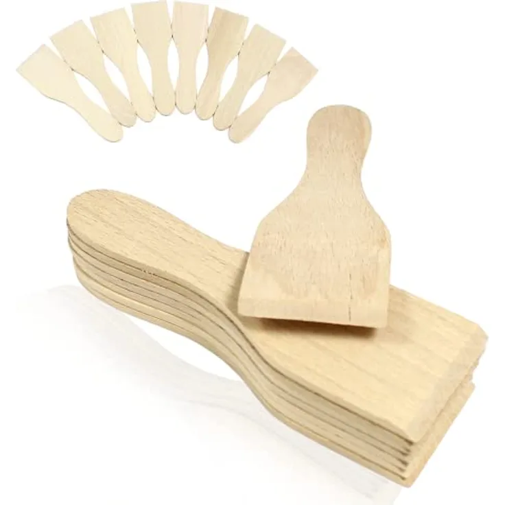Smart-Planet 8er Set Raclettespachtel aus hitzebeständigem Buchenholz - Raclettekratzer 13x4cm - Schaber für Raclette Pfännchen - Spachtel Set für Silvester