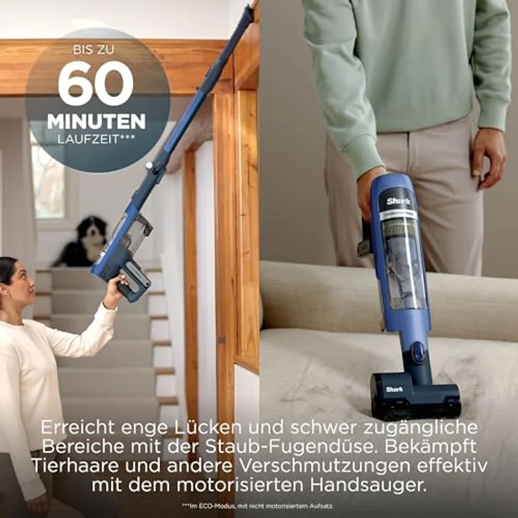 Shark PowerDetect Speed IA3241EUT Akku-Staubsauger, 350 Watt, 60 Min. Laufzeit, beutellos, HEPA-Filter, Lithium-Ionen, blau – Bild 9