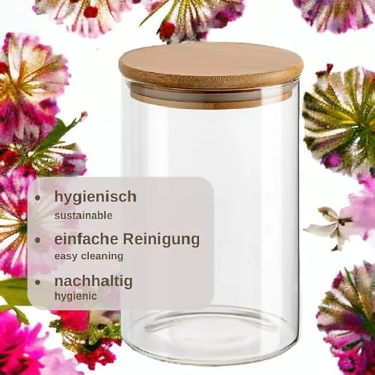 gouveo 6er Set Vorratsdose 500 ml rund aus Borosilikatglas mit Deckel - Robustes Vorratsglas, in verschiedenen Größen erhältlich – Bild 5