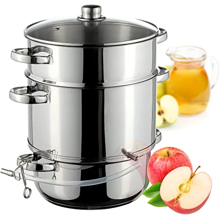 KADAX Dampfentsafter Ruka 8L, Edelstahl mit Glasdeckel, spülmaschinengeeignet, für alle Herdarten, induktionsgeeignet, Silber – Bild 1