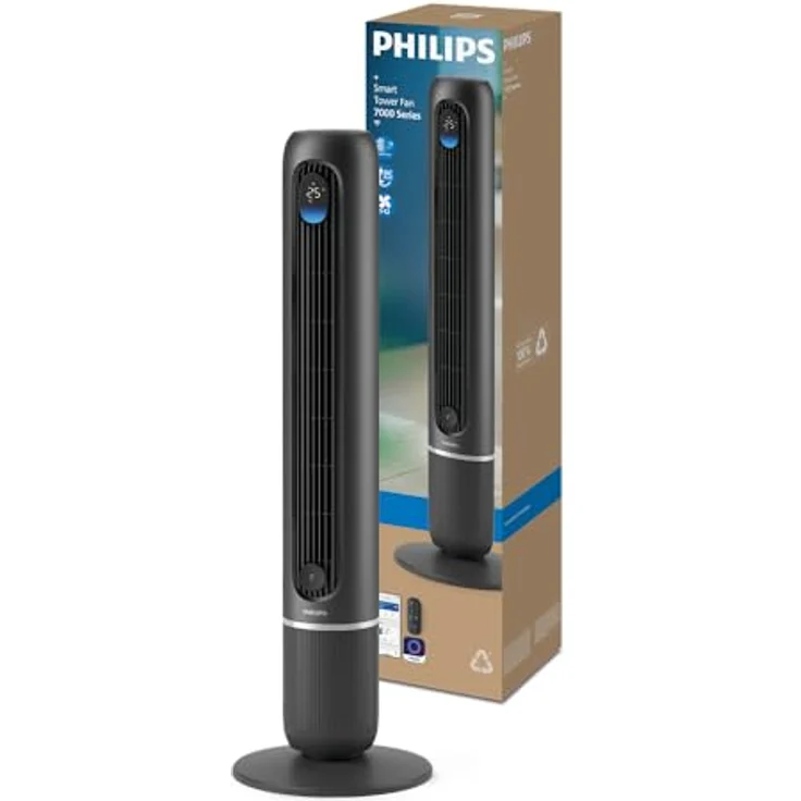 Philips 7000 Series CX7550/01, Smart Turmventilator mit Aromatherapie, Timer-Funktion, Fernbedienung, DC-Motor, Dunkelgrau/Metall (30 Watt) – Bild 10