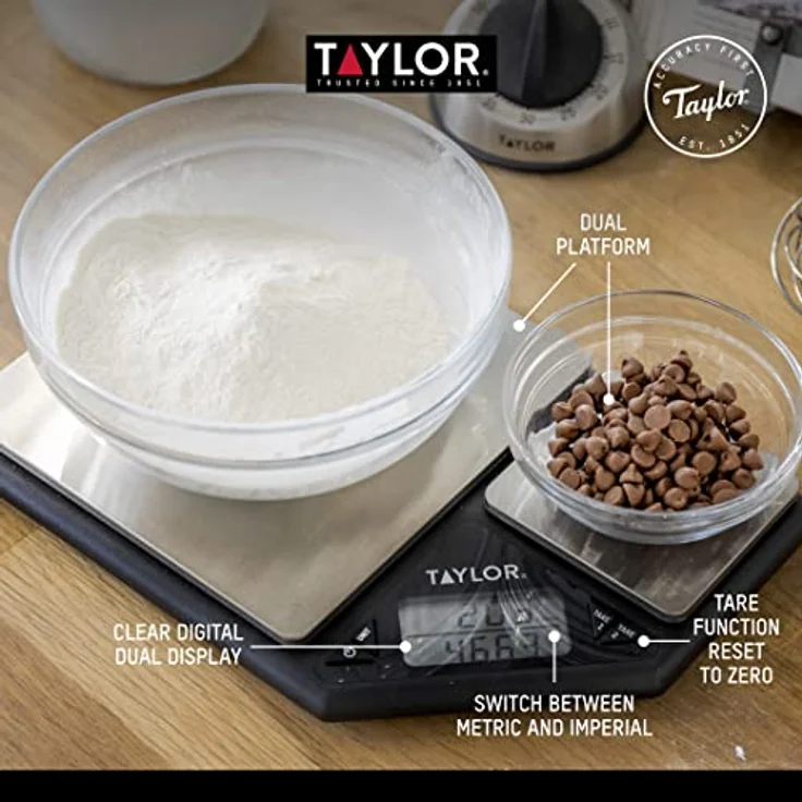 Taylor TYPSCALE5DP Pro Digital Food Scales with Dual Platform Design in Gift Box, Plastic – Bild 5
