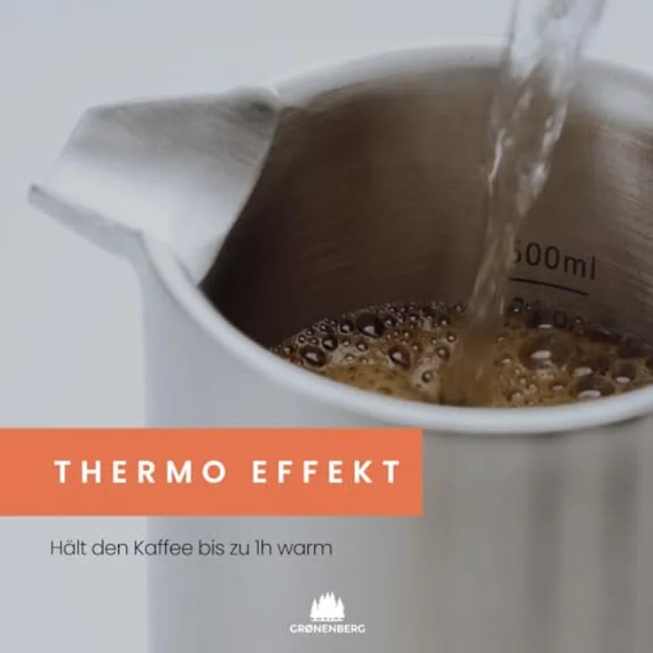 Groenenberg Spar Set 3 | Bio Filter Kaffeebohnen 250g + Thermo French Press + Edelstahl Kaffeemühle, säurearm, zartbitterschokoladiger Geschmack – Bild 3