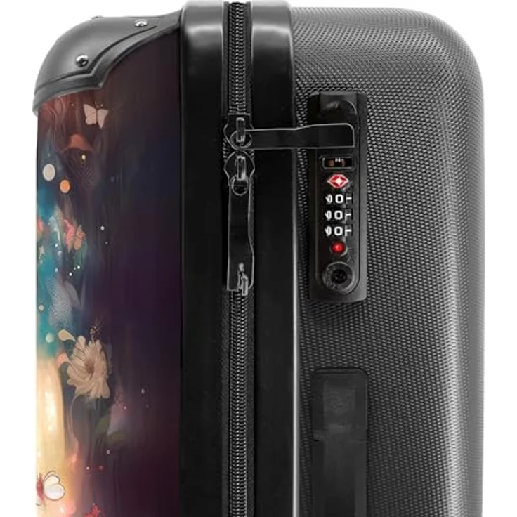 NoBoringSuitcases.com© Kinderkoffer Pferd mit Blumen und Schmetterlingen, 67 cm, 72 L, 4 Rollen, für Mädchen bis 20 kg, Hartschalenkoffer in buntem Design – Bild 5