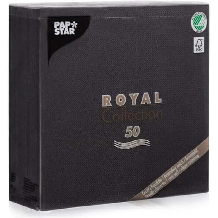 Papstar Servietten - Tissueservietten schwarz ''Royal Collection'' 40 x 40 cm, 1-4-Falz, ideal für Gastronomie, Haushalt oder Feste, #10452, 1 X 50er Pack – Bild 2