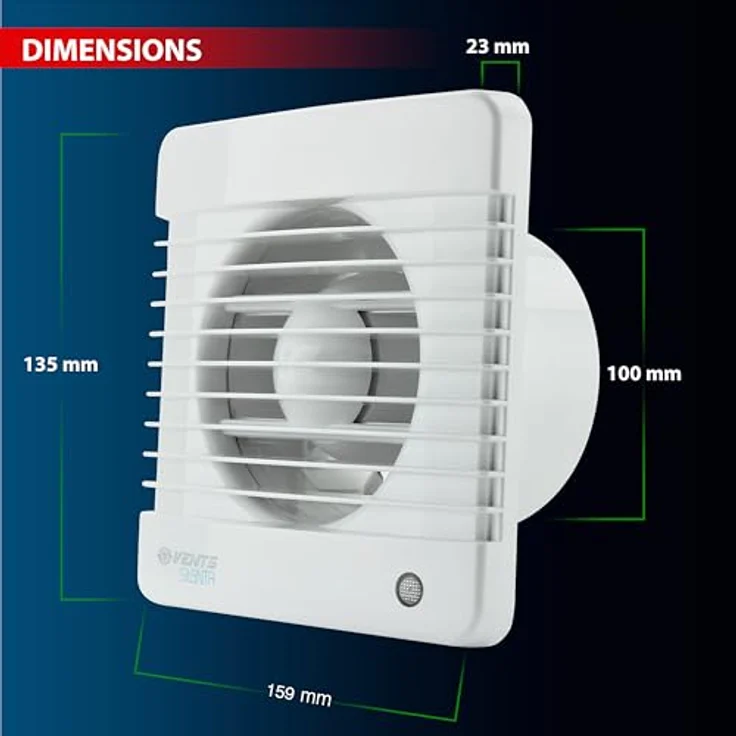 VENTS Silenta-M 100 T, Kleinraumventilator Wandventilator mit Nachlauf, weiß, 78 m³/h, 26 dB(A) – Bild 5