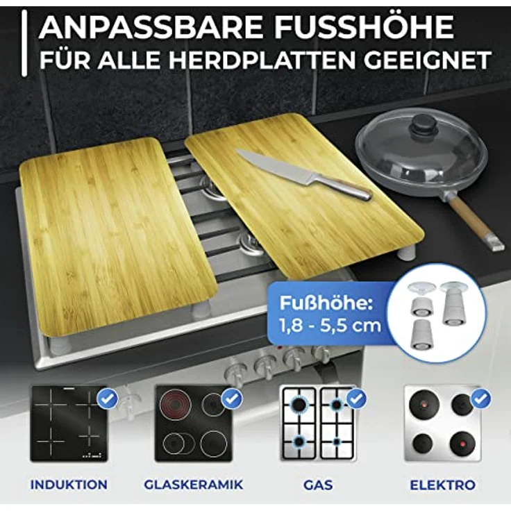 Wenko Herdabdeckplatte Universal Holz-Optik, 2er Set, für alle Herdarten – Bild 5