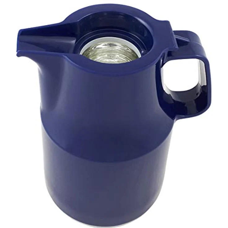 Helios Thermoboy Kunststoff-Isolierkanne 0,6 l blau spülmaschinenfest - 6 Stunden Warmhaltung, Klappdeckel, Dunkelblau – Bild 4