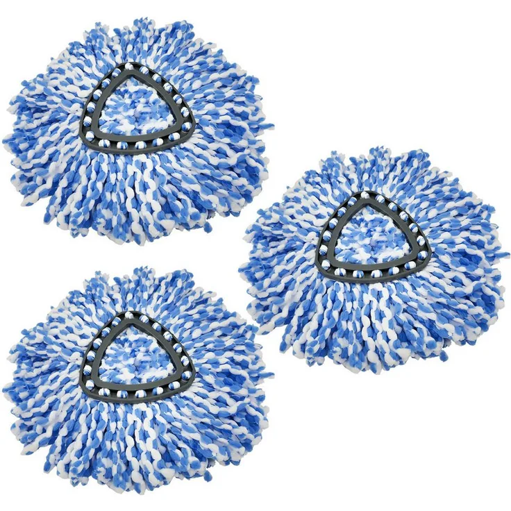 MidGard Wischmopp Ersatzkopf für Vileda Turbo 2in1 EasyWring & Clean, Mikrofaser, antibakteriell, blau, 3er Pack