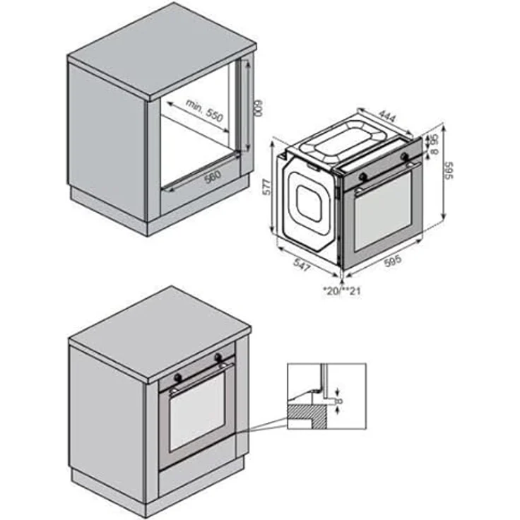 Gasline GB850-FIX, Gas Einbaubackofen mit 69 Litern, Umluftfunktion, Energieeffizienz A, für Erdgas/Propan – Bild 3