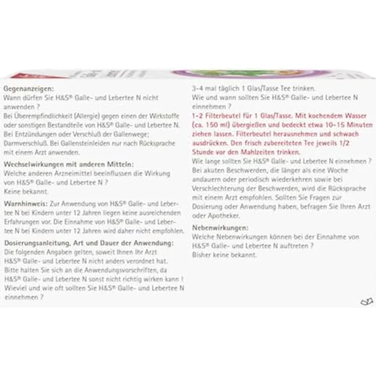 H&S Galle- und Lebertee N, 20 Filterbeutel à 2 g für Gallenblasen-Beschwerden und Verdauungsstörungen – Bild 4