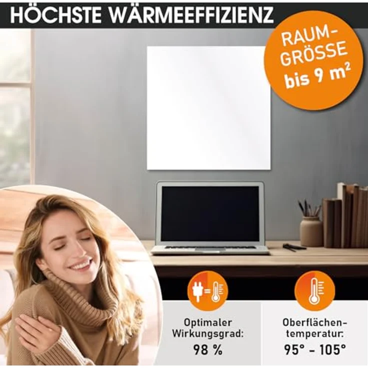 BRAST® Infrarotheizung Hybrid | 300-1100 Watt | Hoher Wirkungsgrad | Ultraflache Bauweise | Überhitzungsschutz | Inkl. Wandhalterung | Basicline ISP-HB 450 – Bild 5