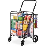 VEVOR Einkaufstrolley Einkaufswagen Klappbar 50 kg Belastbar, Einkaufsroller Handwagen Multifunktional, Shoppingtrolley Faltbar für Wäsche, Lebensmittel, Camping-Werkzeuge usw.