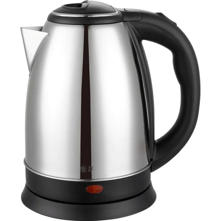 emeco Edelstahl Wasserkocher 1,8L schnurlos, 360° drehbar, Sicherheits-Klappdeckel, Silber
