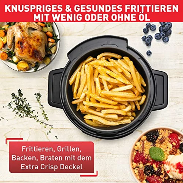 Tefal Multikocher CY7788 Turbo Cuisine & Fry, 1090 W, 7,6 l Schüssel, Schnellkochfunktion, 10 aut. Kochprogramme, 4 Extra Crisp Programme, Schwarz - Preisvergleich – Bild 4