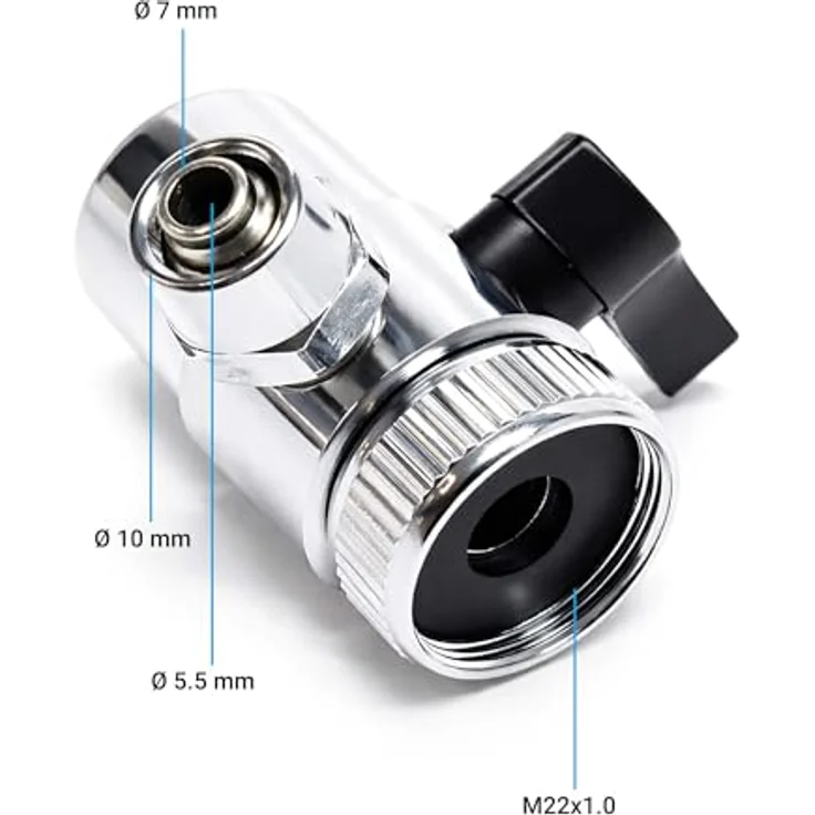 Naturewater Zweiwegehahn Wasserhahn Adapter für Auftischfilter, 7 mm Anschlussdurchmesser, Druckregulierung für sauberes Trinkwasser – Bild 4