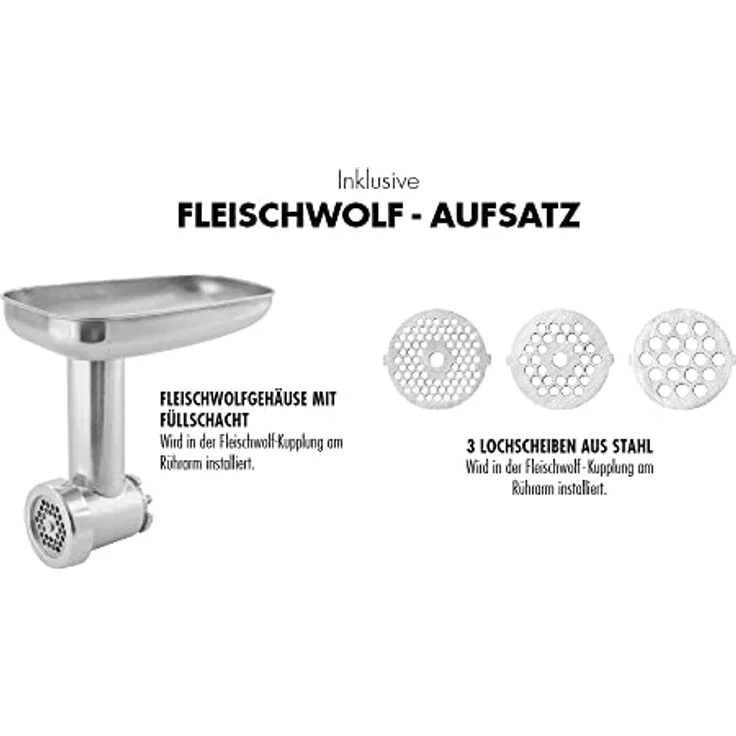 GASTROBACK 40977 Design Küchenmaschine Advanced Digital, massives Aluminiumguss-Gehäuse, 600 Watt Gleichstrom-Hochleistungsmotor, XXL-Zubehör, 5 liters, silber – Bild 5