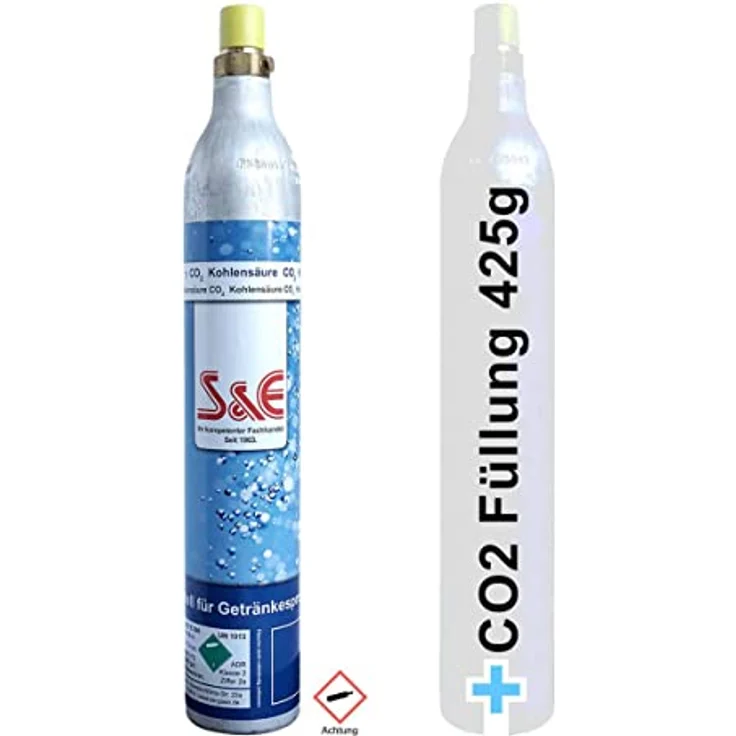 CO2 Zylinder | Kartusche 425 g Kohlensäure für bis zu 60l Sprudelwasser geeignet für Soda-Stream und weitere Wasser-Sprudler | in Deutschland befüllt – Bild 1
