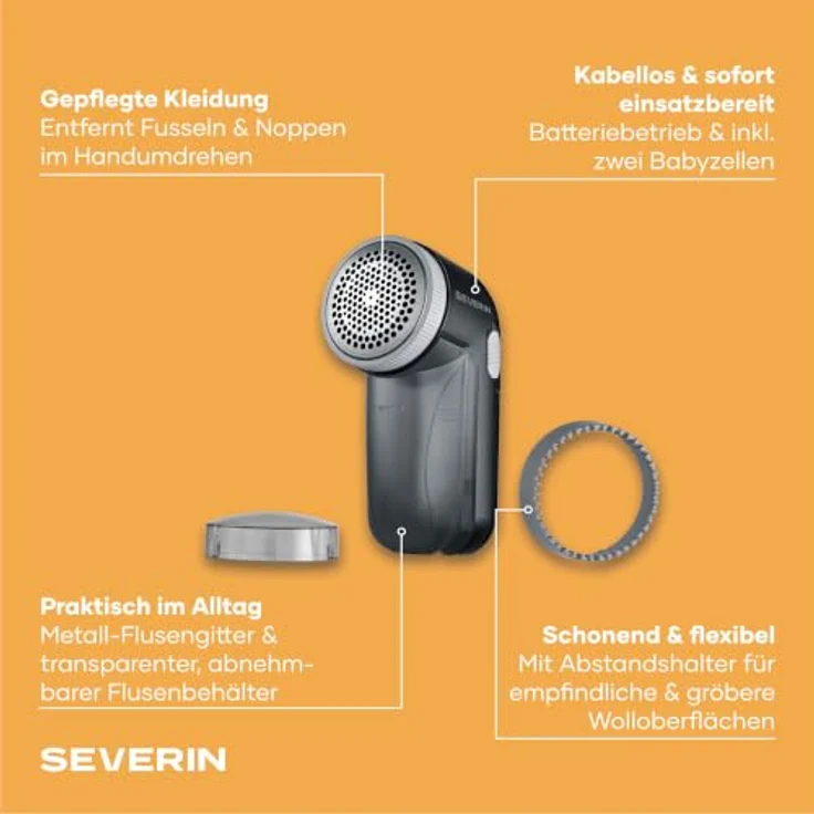 Severin CS 7977 Fusselrasierer, schwarzer Fusselentferner für Wäschepflege – Bild 2