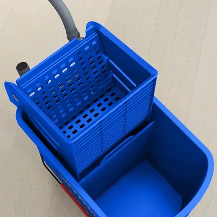 HOMCOM Putzeimer 20 Fahreimer, Wischwagen mit 2 Kammern und Auswringer, blau – Bild 9