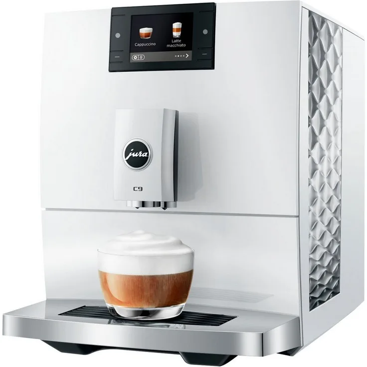 JURA Kaffeevollautomat C9 Piano White, 17 Kaffeespezialitäten, professionelles Aroma-Mahlwerk, Hot Brew und Light Brew