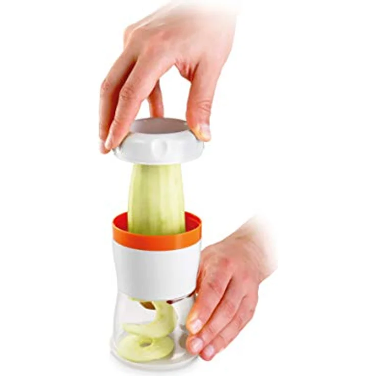 Tescoma Hand-Spiralschneider HANDY, Gemüsebereiter mit 3 Schneideaufsätzen und Sicherheitsfunktionen – Bild 4