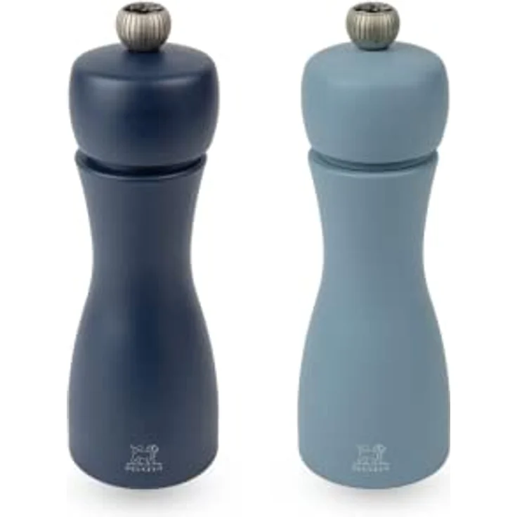 TAHITI AIR DUO PEUGEOT - Pfeffermühle + Salzmühle Tahiti Luft 15 cm + Pfeffer & Steinsalz - Klassische Mahlgradeinstellung - Aus PEFC-zertifiziertem Holz - Französiches Know-How - Nacht- & Azurblau – Bild 1