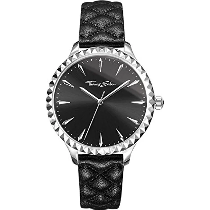 Thomas Sabo Damen Armbanduhr Rebel at Heart Schwarz Silber 38 MM Analog Mechanik Leder - Wasserdicht, verstellbarer Verschluss, hochwertiges Ziffernblatt – Bild 1