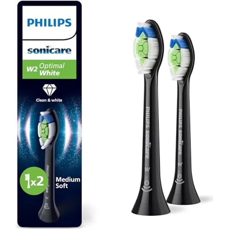 Philips Sonicare W2 Optimal White, Original Ersatzbürstenköpfe, Schwarz, 2er-Pack