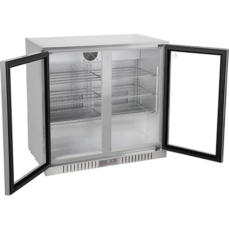 METRO Professional GBC3002S Glastür-Kühlschrank, 198 L, Edelstahl/Aluminium/Hartglas, 6 verstellbare Einlegeböden, automatische Abtauung, LED Beleuchtung, silber, EEK: D – Bild 2