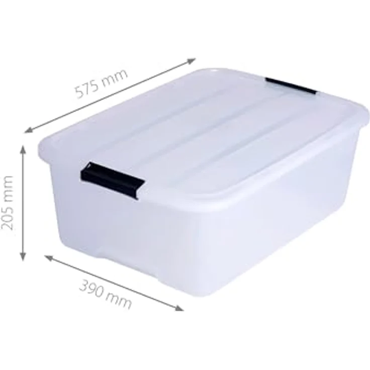 IRIS 6er-Set stapelbare Aufbewahrungsboxen 'Top Box', mit Deckel und Klickverschluss, 30 Liter, Kunststoff - Plastik, transparent – Bild 6