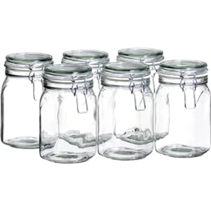 Mäser 925340 Gothika, Einmachgläser 1 l, 6er Set, made in Germany, Vorratsgläser mit Deckel und Drahtbügel zum luftdichten Aufbewahren, Einkochen und Einlegen, Glas, transparent – Bild 2