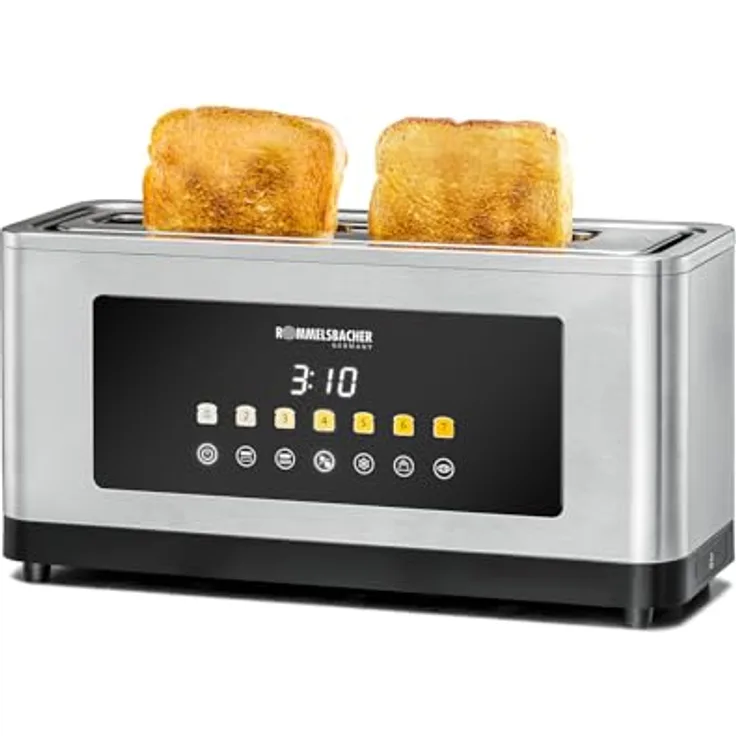 Rommelsbacher TOL1000 Toaster 1800 W, 2 Scheiben, 7 Röststufen, Edelstahl Schwarz, Versandkostenfrei