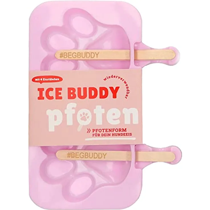 BeG Buddy Eisform Hund, Hundeeis, [2-er] Pfotenform inkl. GRATIS Abdeckung und Eisstiele, aus Silikon [BPA-frei], Backform, Hund Eis, Hundeform, Hundekekse, Abkühlung im Sommer, Silikonform