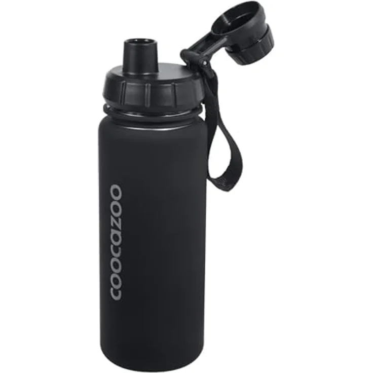 coocazoo Trinkflasche 0,75 l, Kunststoff Trinkflasche ohne BPA, schwarz – Bild 1